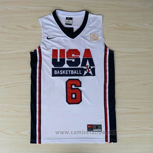 Camiseta USA 1992 Lebron James #6 Blanco